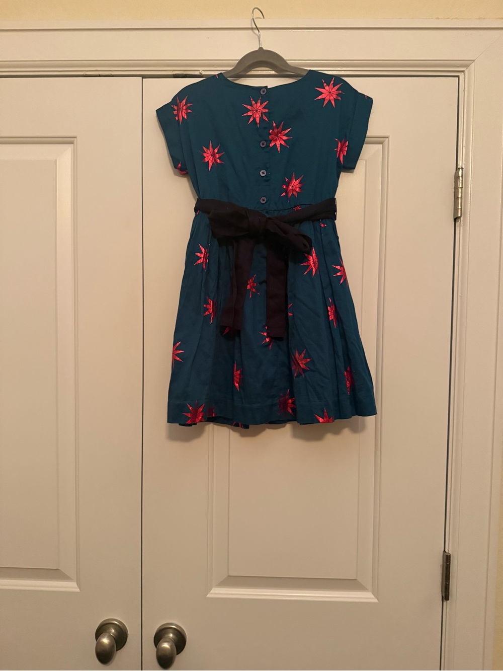 NFL Girls Teal Dress with Pink Starburst Print and Black Sash